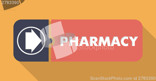 Image of Pharmacy on Orange in Flat Design.