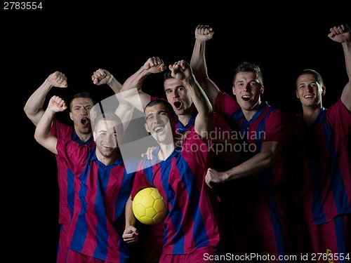 Image of soccer players celebrating victory