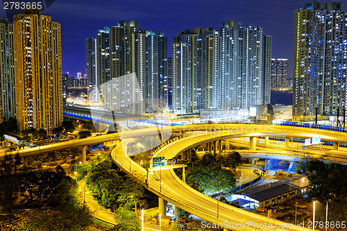 Image of city overpass at night, HongKong