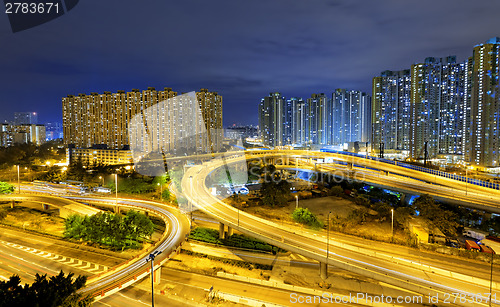 Image of city overpass at night, HongKong