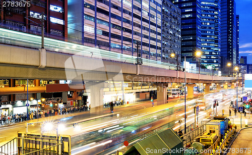 Image of HongKong downtown busy traffic night