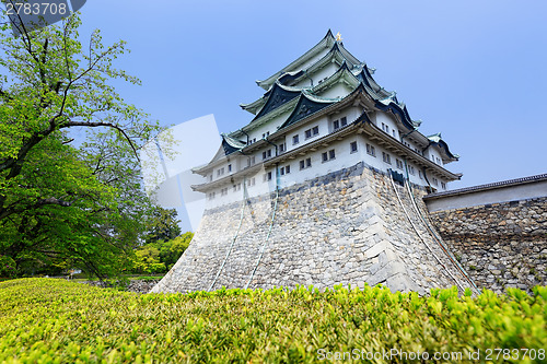 Image of Nagoya castle atop with golden tiger fish head pair called "King