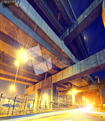 Image of City Road overpass at night with lights 
