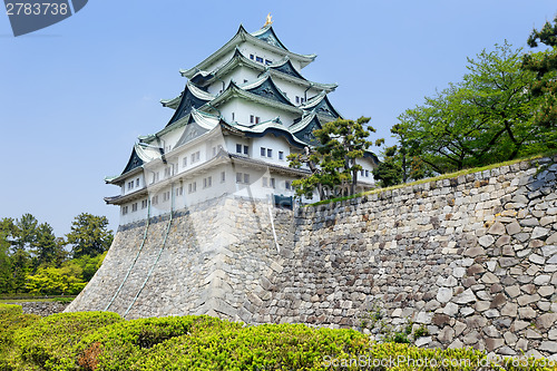 Image of Nagoya castle atop with golden tiger fish head pair called "King
