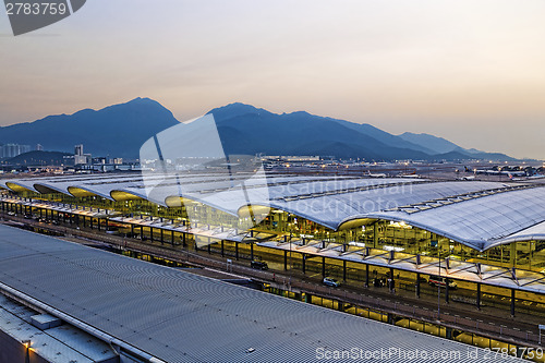 Image of Hong Kong International Airport at the evening