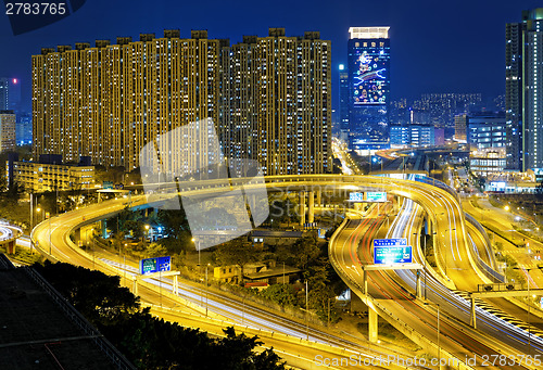 Image of city overpass at night, HongKong