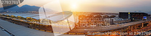 Image of hong kong international airport sunset