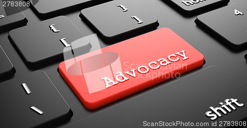 Image of Advocacy on Red Keyboard Button.