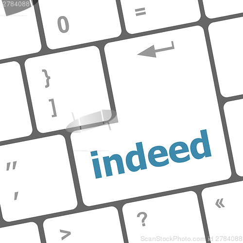 Image of indeed word on computer pc keyboard key