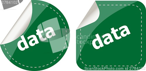 Image of data word stickers web button set, label, icon