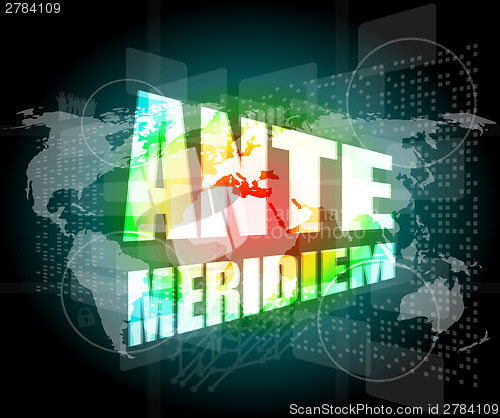Image of ante meridiem word on digital touch screen