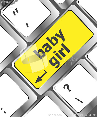 Image of Keyboard with baby girl word on computer button