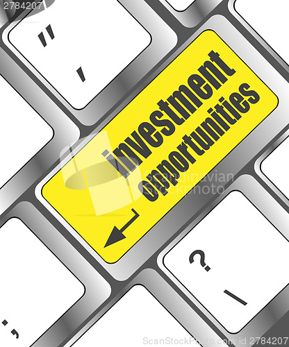 Image of invest or investing concepts, with a message on enter key or keyboard.