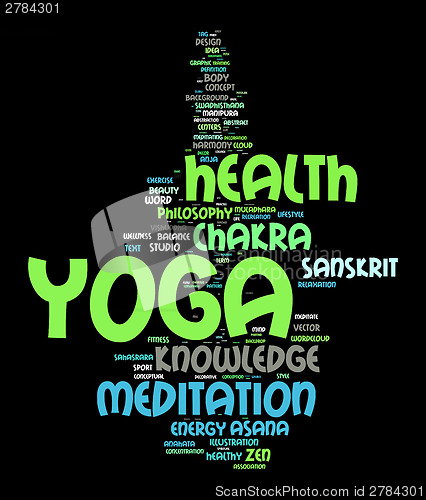 Image of YOGA. Word cloud concept illustration.