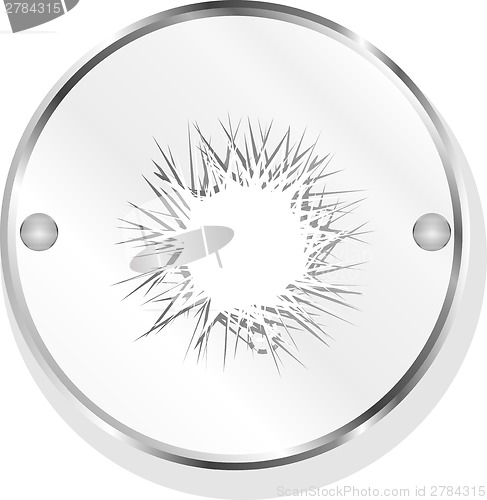 Image of Sun Icon on Round Button isolated on white