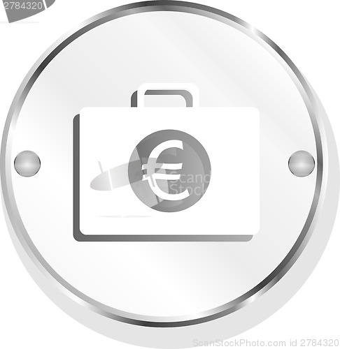 Image of euro case button, financial icon isolated on white background