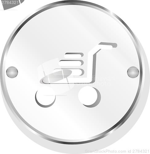 Image of Shopping cart icon on internet button isolated on white
