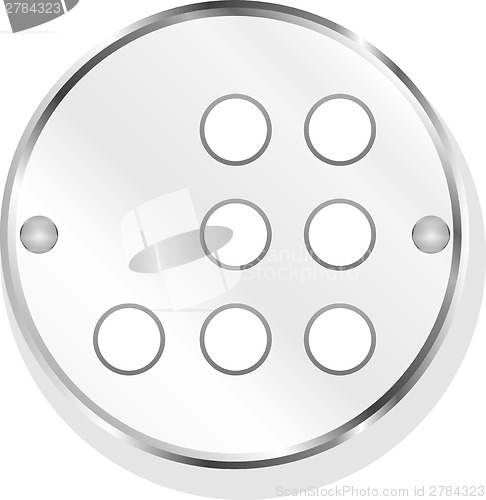 Image of Empty white abstract circles on web button (icon) isolated on white
