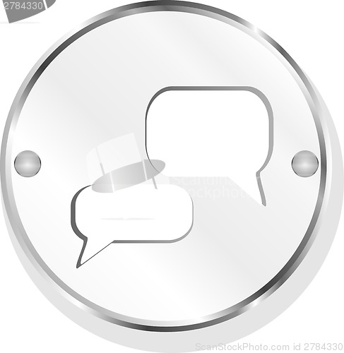 Image of white bubble speech set icon, web button
