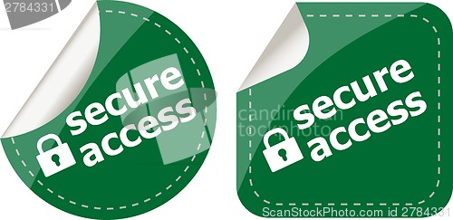 Image of secure access with lock on stickers set isolated on white