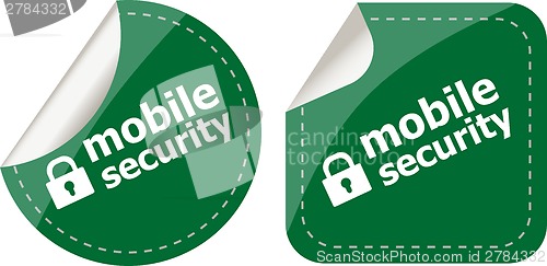 Image of mobile security stickers label tag set isolated on white