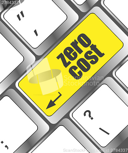 Image of zero cost button on computer keyboard key