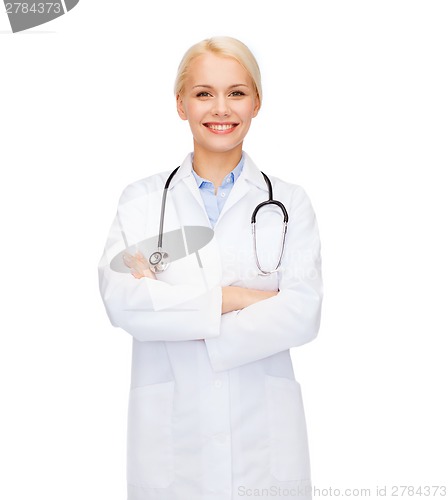 Image of smiling female doctor with stethoscope
