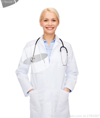 Image of smiling female doctor with stethoscope