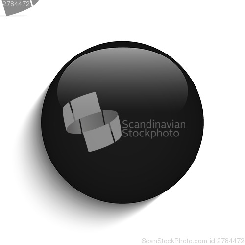 Image of Black Glass Circle Button on White Background