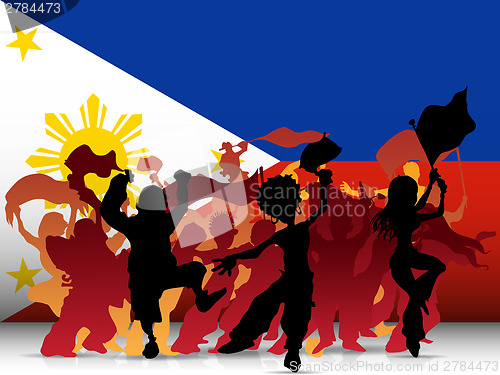 Image of Philippines Sport Fan Crowd with Flag