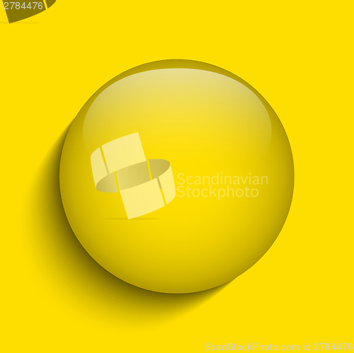 Image of Yellow Glass Circle Button on White Background
