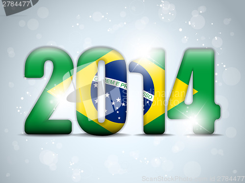 Image of Brazil 2014 Soccer with Brazilian Flag