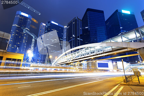 Image of traffic in Hong Kong at night 