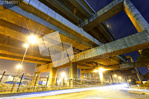 Image of City Road overpass at night with lights 