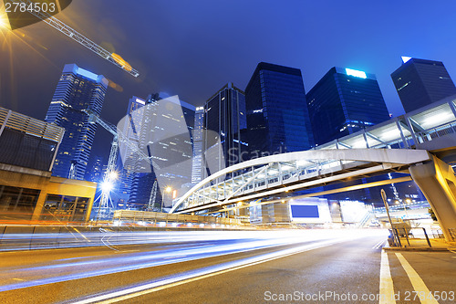 Image of traffic in Hong Kong at night 