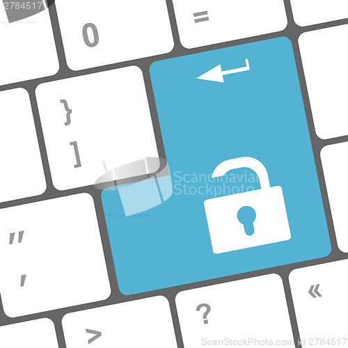 Image of open lock button on the keyboard key