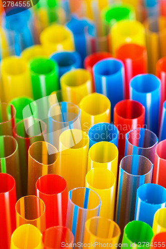 Image of Colored Plastic Drinking Straws closeup