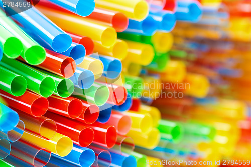 Image of Colored Plastic Drinking Straws closeup