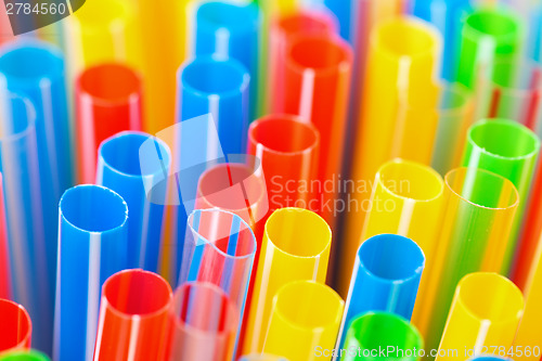 Image of Colored Plastic Drinking Straws closeup