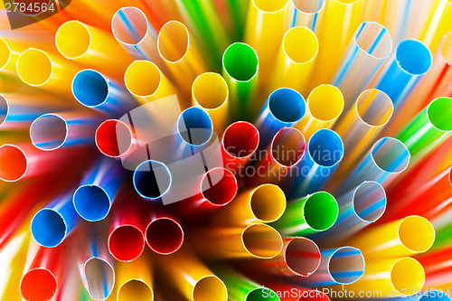 Image of Colored Plastic Drinking Straws closeup