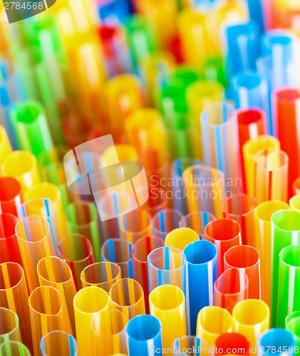 Image of Colored Plastic Drinking Straws closeup