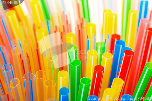 Image of Colored Plastic Drinking Straws closeup