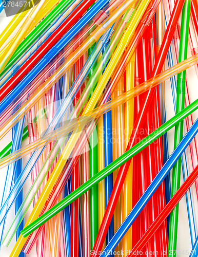 Image of Colored Plastic Drinking Straws closeup