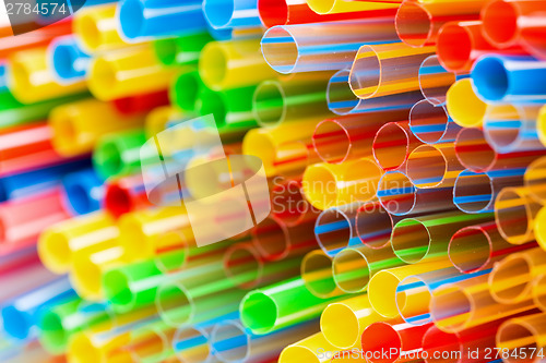 Image of Colored Plastic Drinking Straws closeup