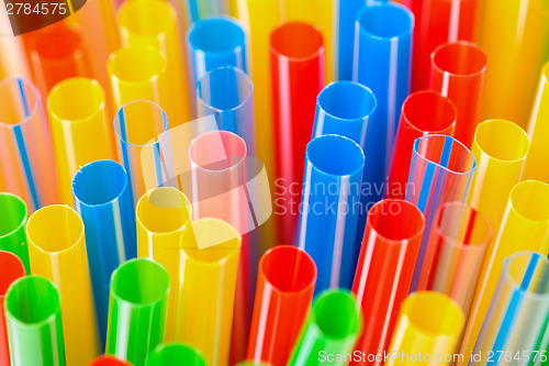 Image of Colored Plastic Drinking Straws closeup