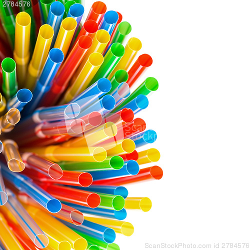 Image of Colored Plastic Drinking Straws with copy-space