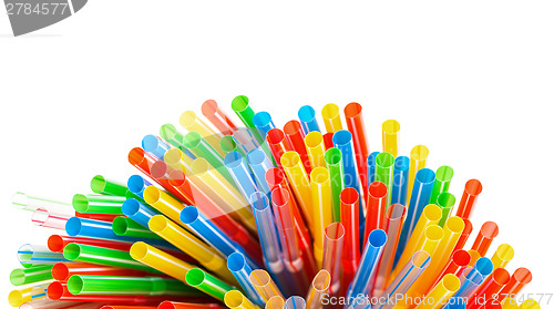 Image of Colored Plastic Drinking Straws with copy-space