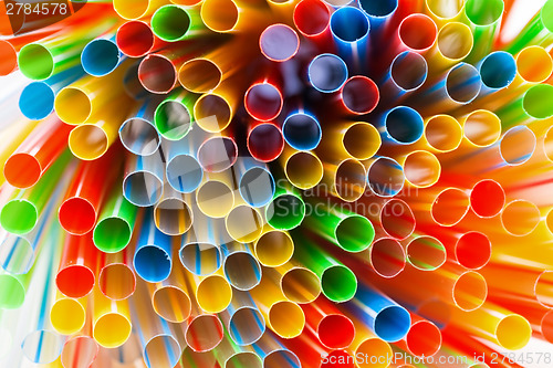 Image of Colored Plastic Drinking Straws closeup