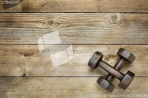 Image of vintage iron dumbbells