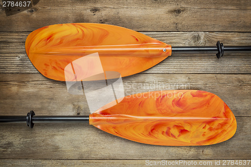 Image of colorful kayak paddles
